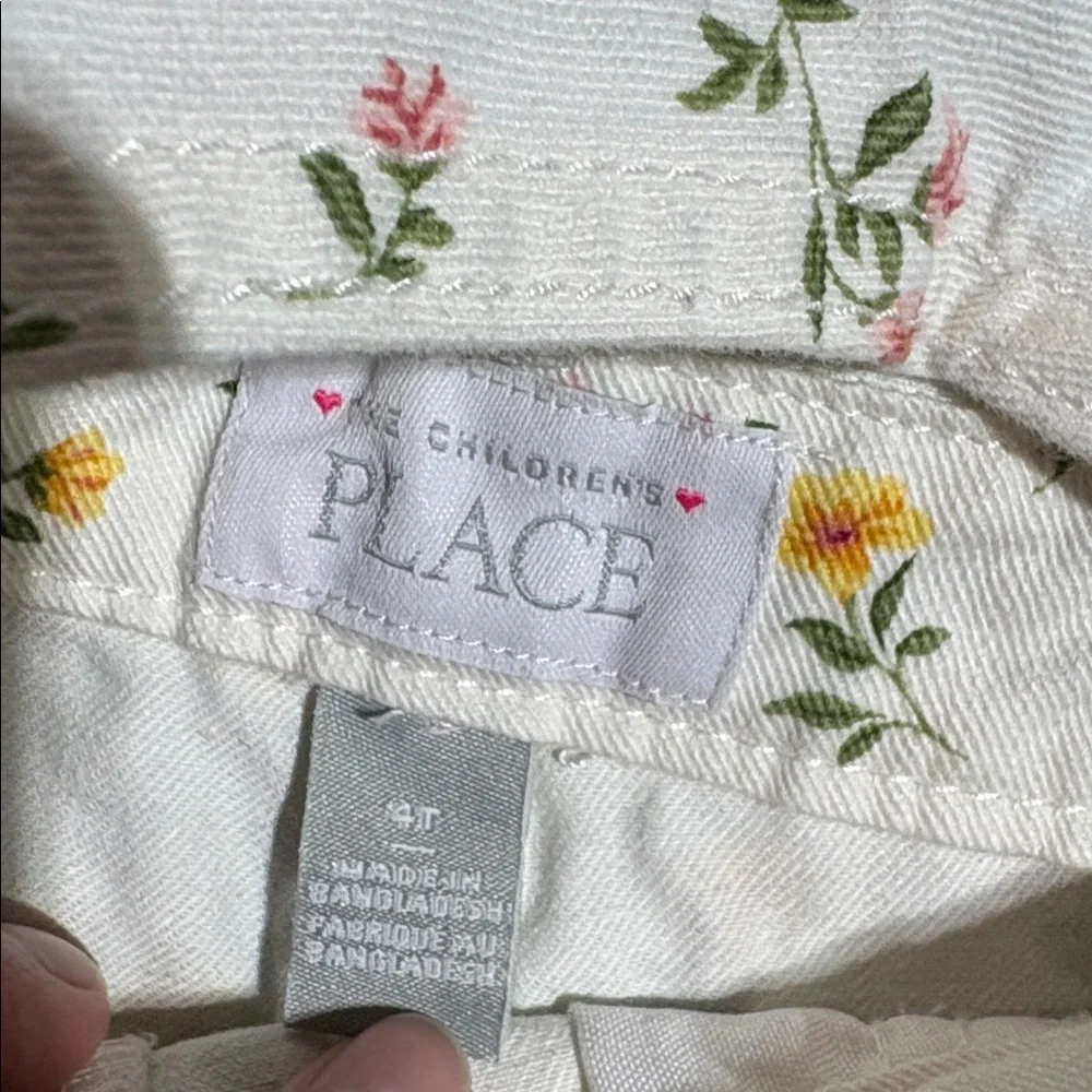 The Children's Place Floral Patterned White Overalls Sz 4T